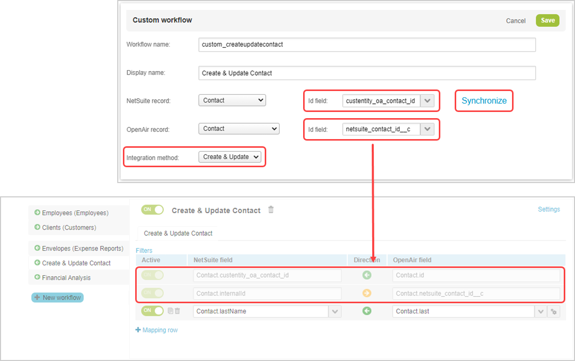 Create and Update option for custome export workflows and supporting features.